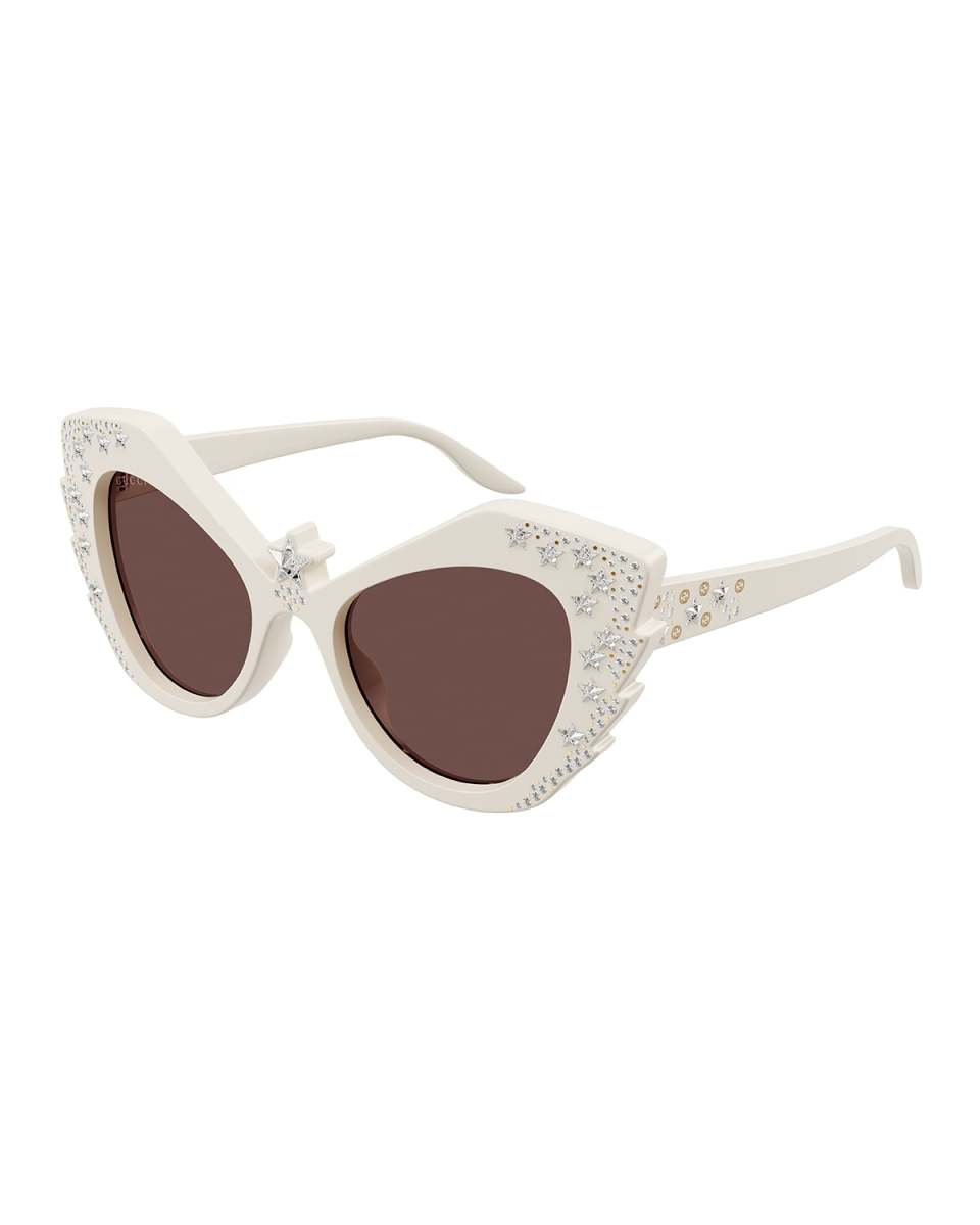 Star Stud Crystal Acetate Cat-Eye Sunglasses